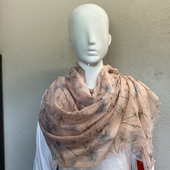 Lot of 3 Rampage Floral Scarfs w/Rings (Light Pink/Light Blue/ White) - Picture 2 of 10